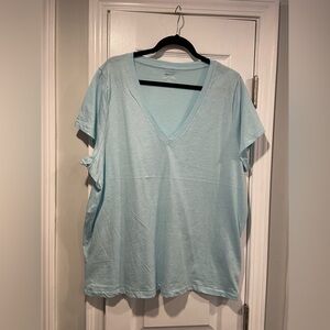 J. Crew Light Blue V-Neck Short Sleeve Tee